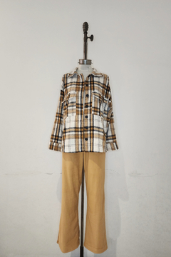 #3603 Camisaco flannel check con botones y tajos "Genova" - tienda online