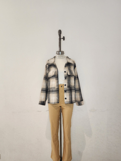 #3609 Camisaco flannel check corto con bolsillo y tapa "Pegli" - Bluming