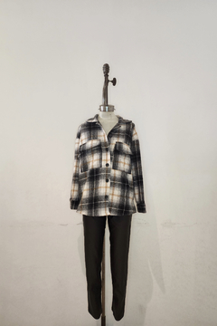 #3620 Camisaco flannel check con botones y tajos "Genova B" - tienda online