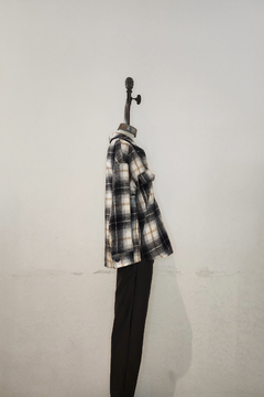Imagen de #3620 Camisaco flannel check con botones y tajos "Genova B"