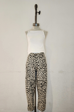 #4985 Pantalon balloon gabardina print "Etna"