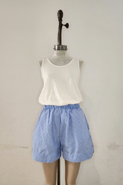 #4987 Short poplin cuadrille con bolsillos y tajos "Tulum" - Bluming