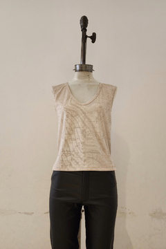 #2980 Musculosa morley ribb foil cuello u con tajos "Nespreso" en internet