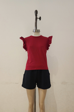 #3015 Remera algodon con lycra mc manga frunce volado "Zero"