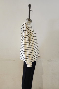 #3034 Remeron jersey algodon rayado ml oversize con etiqueta art "OV" - comprar online