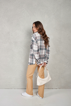 #3603 Camisaco flannel check con botones y tajos "Genova" - comprar online
