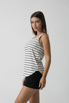 #2998 Musculosa algodon rayado larga "Panama" - comprar online