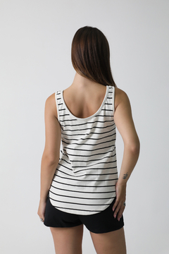 #2998 Musculosa algodon rayado larga "Panama" - Bluming