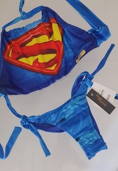 Biquíni super heroína cropped digital frente única calcinha ripple de amarrar - loja online