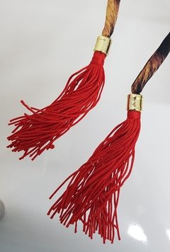 Imagem do Biquíni fio dental de lacinho com pingente de seda vermelho