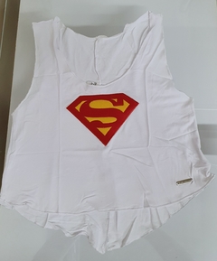 Cropped bordado supergirl branco - comprar online