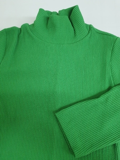 Vestido Gola Alta Manga Três Quartos Verde - Stella Almeida