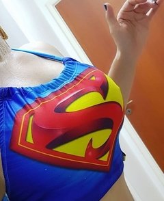 Biquíni super heroína cropped digital frente única calcinha ripple de amarrar - Stella Almeida