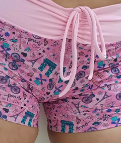 Short Empina bumbum Bike Paris cadarços rosa bebê - loja online