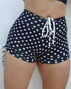 Short empina bumbum Black poá cadarços poá