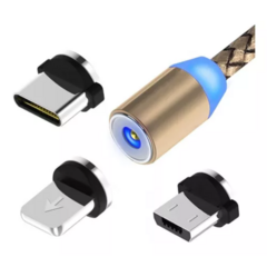 Cable Magnético 3 En 1 Compatible iPhone - Micro Usb - Usb C