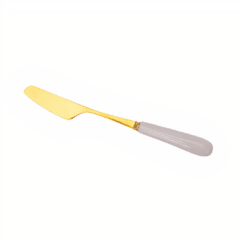 cuchillo dorado mango blanco