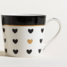 Taza/Mug de porcelana corazones negros