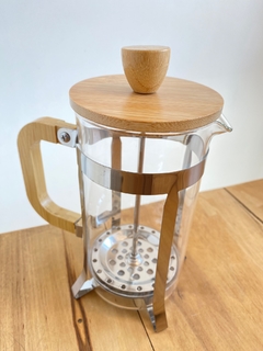 Cafetera embolo con tapa de madera 600 ml - comprar online