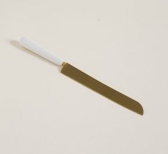 cuchillo para torta dorado mango porcelana