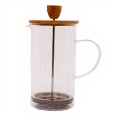 Cafetera Embolo transparente con terminaciones madera 600ml