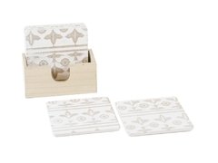 Set posa vaso madera x6 cuadrado