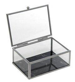 Caja chica de vidrio metal con tapa