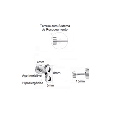 Brinco em Aço Símbolo do Infinito. Tarraxa Confort (com sistema de rosqueamento, não machuca atrás da orelha). - comprar online