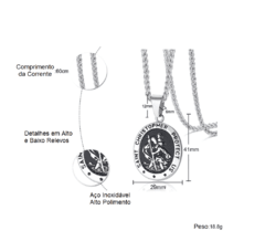 Cordão Com Pingente Medalha de São Cristóvão em Aço Inox - Cher Smith Semijoias de Aço