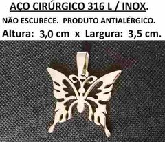 Pingente Borboleta Vazada Aço 316 L Inox Corte A Laser