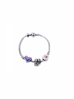 Pulseira de Aço com Berloques Tema Casal Love Pink and Blue com Trava de Segurança - comprar online