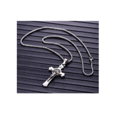 Cordão com Pingente Crucifixo 3D de Aço 316L (Jesus em alto relevo) - comprar online