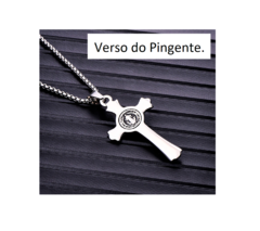 Cordão com Pingente Crucifixo 3D de Aço 316L (Jesus em alto relevo) - loja online