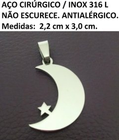 Pingente Lua Com Estrela Aço 316l Inox Corte A Laser - comprar online