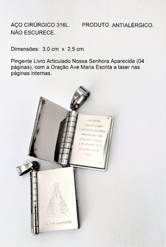 Pingente Livro Articulado Aço Inox 316 L N Sra Aparecida - comprar online