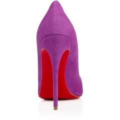 Scarpin roxo salto 12cm sola vermelha Suede na internet