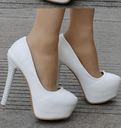 Sapato noiva branco com salto em pérolas - comprar online