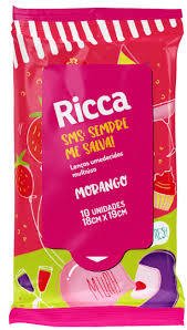 Lenços Refrescantes Morango Ricca - 10 unid