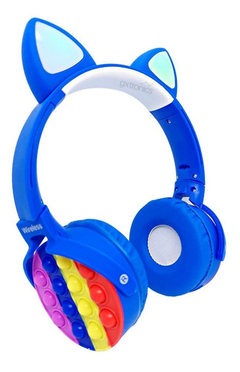 Auriculares Bluetooth Vincha Pop It Con Orejas Gato Niños AR-1370