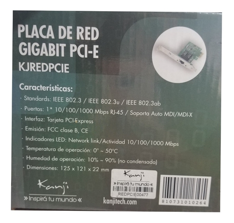 Placa De Red Pci-e Kanji Gigabit Ethernet 1000 Mb/s - comprar online