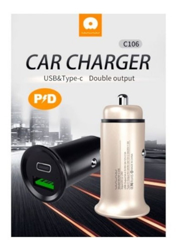 Cargador Celular Auto Usb C 30w Rapida Turbo Fast Charge Pro - comprar online