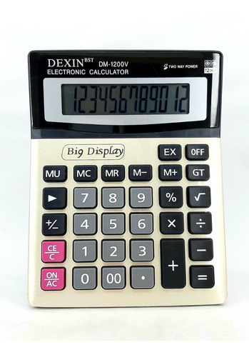 Calculadora Escritorio Dexin Dm-1200v 12 Dígitos Solar Pila