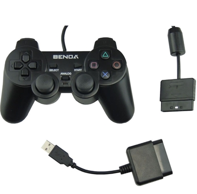 Controle Joystick USB para Computador PC Gamer PS2 e PS3 Dualshock - Preto