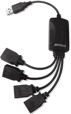 HUB USB 2.0 4 PORTAS COM CABOS FLEXÍVEIS PRETO - AC042 - comprar online