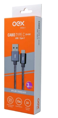 CABO TIPO-C X USB 3.0A OEX CINZA 1,5M