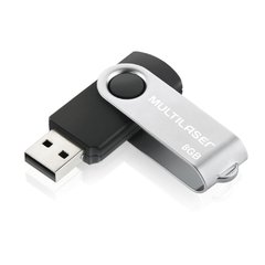PENDRIVE MULTILASER 8GB TWIST PRETO USB 2.0 PD587