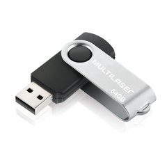 PEN DRIVE MULTILASER 64GB TWIST PTO USB 2.0 PD590