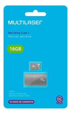 PENDRIVE ADAPT MICRO SD + CART SD 16GB MULTILASER