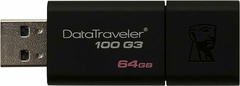 PENDRIVE KINGSTON 64GB DT100G3/64GB PRETO USB 3.0 - comprar online