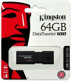 PENDRIVE KINGSTON 64GB DT100G3/64GB PRETO USB 3.0